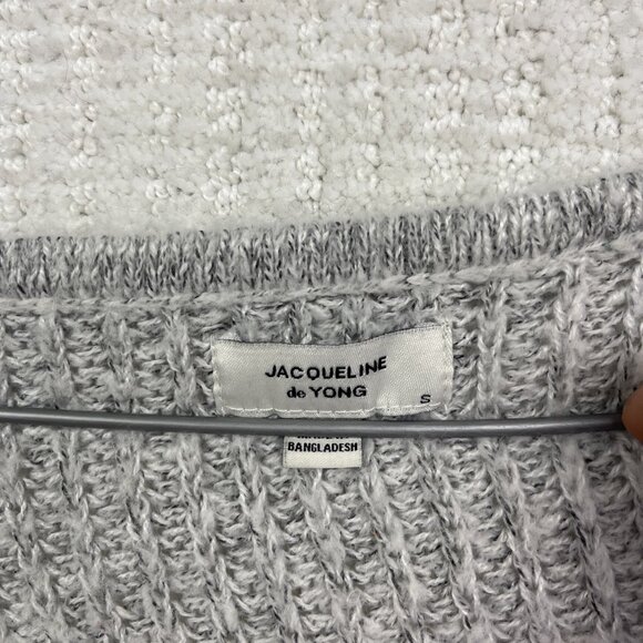 JDY Jacqueline De young Crochet knitted long sleeve Light Grey Jumper Women Sz S - Picture 10 of 15